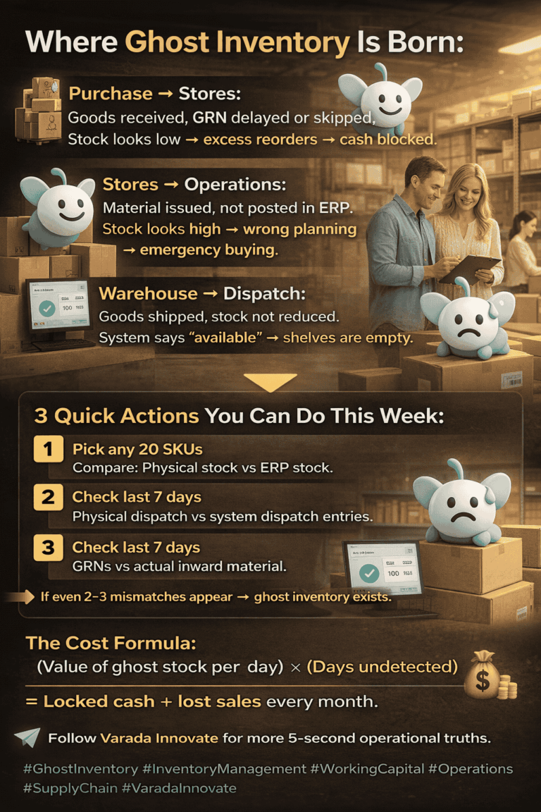 Ghost inventory management and stock reconciliation for retail and manufacturing